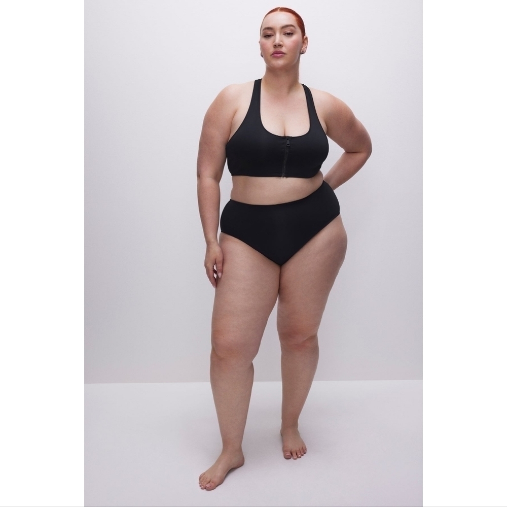 Good American Swim Bottom Women 6 3X Black Scuba Cheeky Bikini High Rise